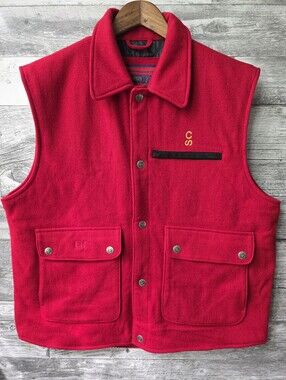 Wrangler Twenty X Calgary Stampede Rodeo Red Wool Lined Vest XL